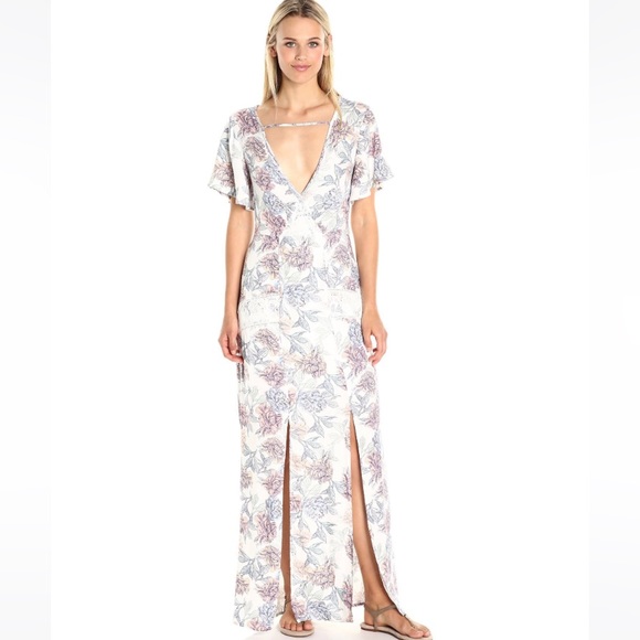 MINKPINK Women's Mysterious Floral Print V Neck Maxi Dress - Picture 11 of 11